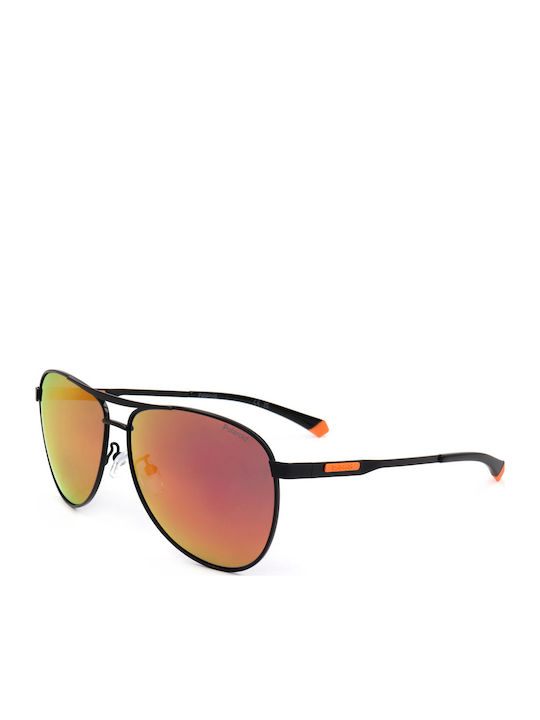 Polaroid Men's Sunglasses with Black Frame and Orange Lens PLD2160/G SX8/07