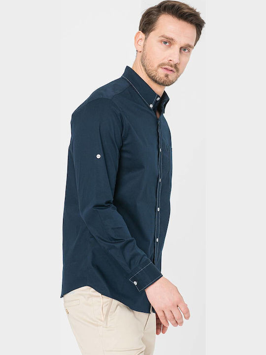 Kurzärmeliges Herrenhemd Dunkel Marineblau
