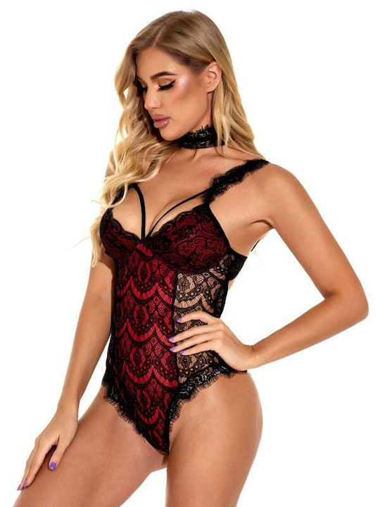 La Lolita Amsterdam Sexy Κορμάκι με Δαντέλα Δαντελένιο Κορμάκι με Τούλι στο Κέντρο & Διαφάνειες στο Πλάι Πετρόλ