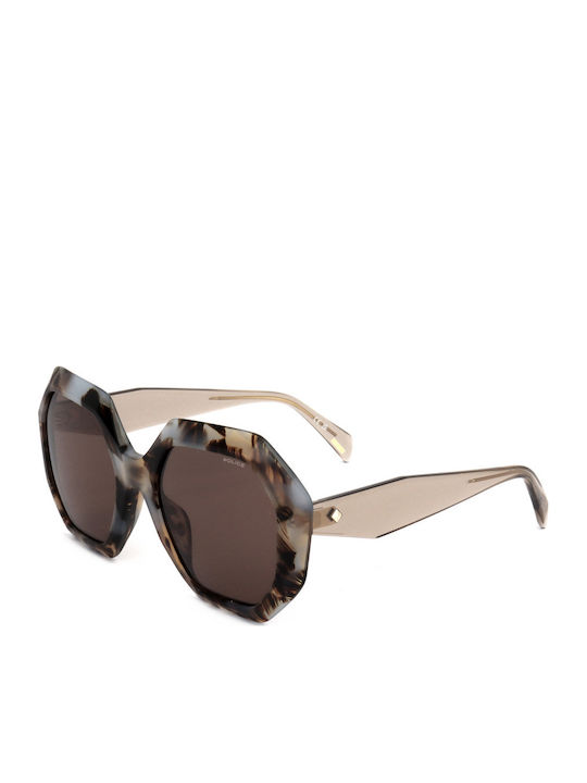 Police Women's Sunglasses with Brown Tartaruga Plastic Frame and Brown Lens SPLM10 0AM5