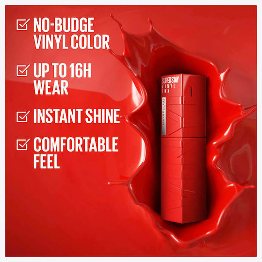 Maybelline Super Stay Vinyl Ink Течно Червило 25 Червено - Hot 4.2gr