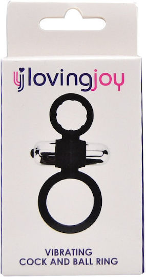Loving Joy Δονούμενο Δαχτυλίδι Πέους & Όρχεων Σιλικόνης Μαύρο