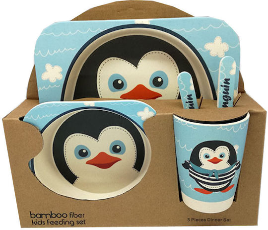Bamboo Feeding Set from Bamboo Light Blue 5pcs