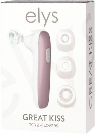 Бял Клиторен Аспиратор 10 Скорости Сменяеми Глави Toyz4lovers Elys Great Kiss Clitoral Stimulator White 13.7cm