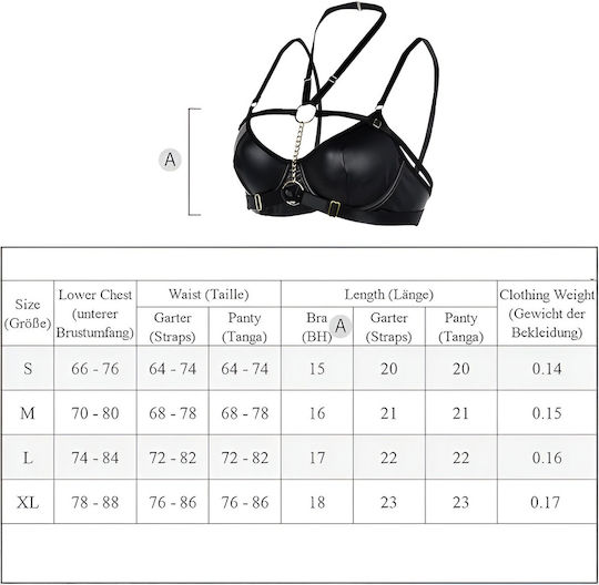 Women's Sexy Erotic Lingerie Set Sexy Leather Chain Black M