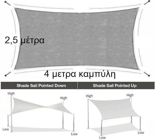 Sidirela Plasă de Umbră Gri cu Inele 2.5x4m 170gr/m²