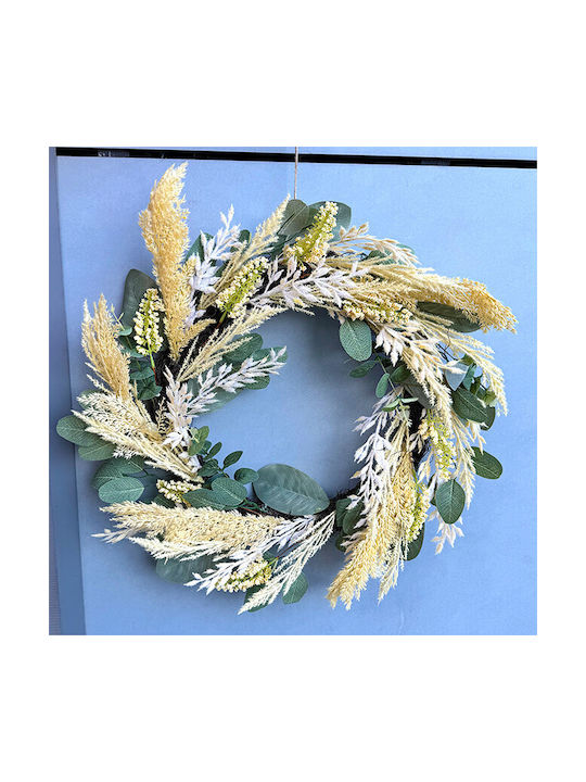 Hanging Wreath Decoration Handcrafted Plants On A Bed Natural Twigs Multicolor