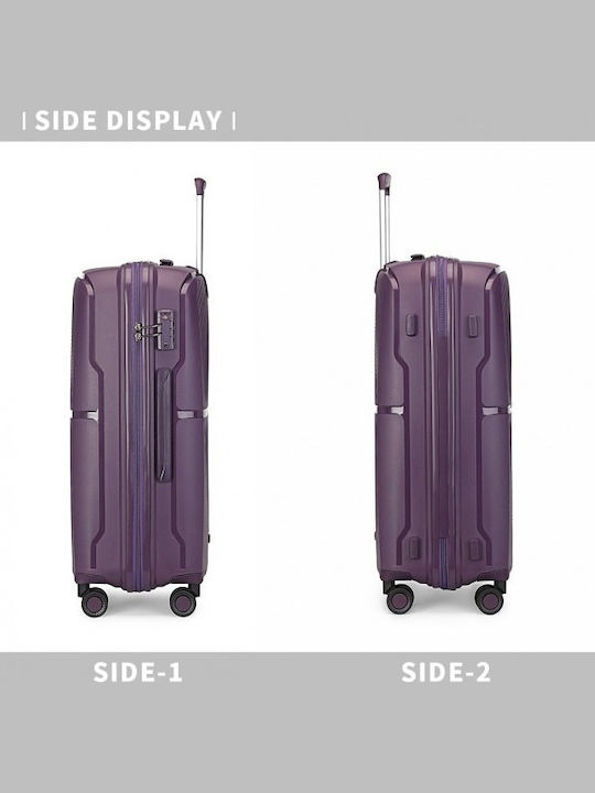 Miss Lulu British Traveller Medium Hard Suitcase Travel Purple with 4 Wheels Height 66cm