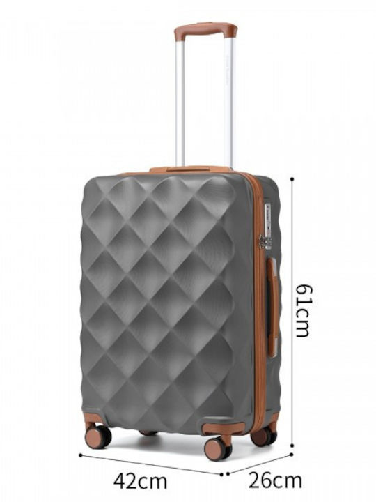 Miss Lulu British Traveller Mittlere Hartreisekoffer Grau und Braun mit 4 Rädern Höhe 66cm