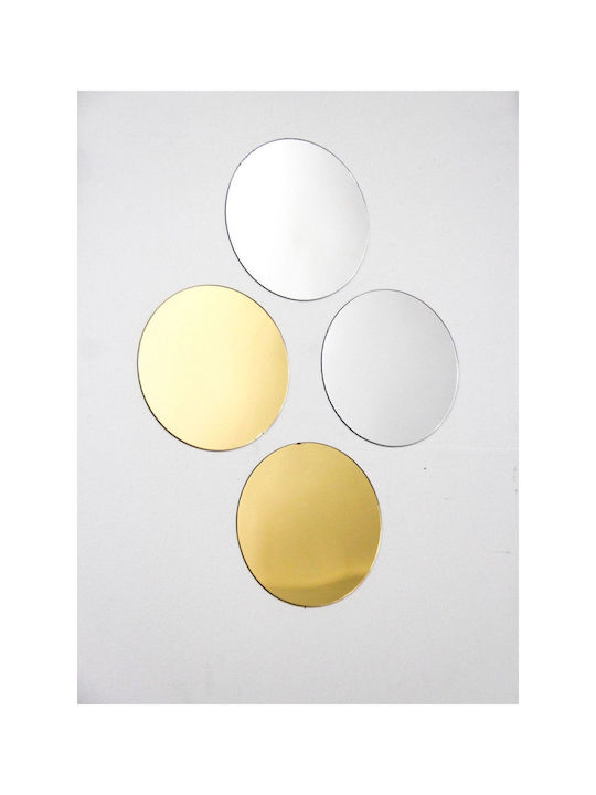 SteweHome Wall Mirror with Silver Plastic Frame Diameter 20cm 4 Pieces