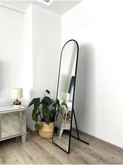 SteweHome Oglindă de Perete Ovală cu Cadru Metalic Negru 40x160cm