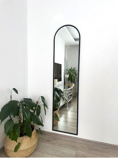 SteweHome Oglindă de Perete Ovală cu Cadru Metalic Negru 40x160cm