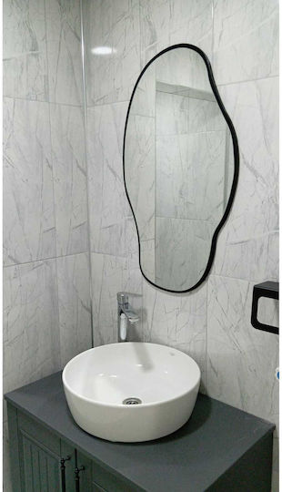 SteweHome Oglindă de Perete Asimetrică cu Ramă Neagră 50x30cm