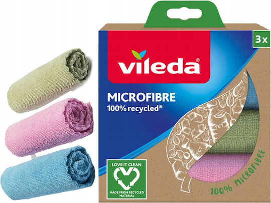 Vileda 100% Recycled Microfiber Cloths 3 Pcs
