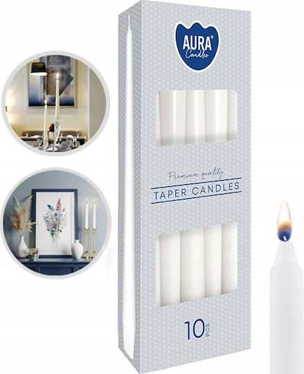 Aura Glass Διακοσμητικό Κερί Κηροπηγίου Λευκό 24.5εκ. 53gr 10τμχ