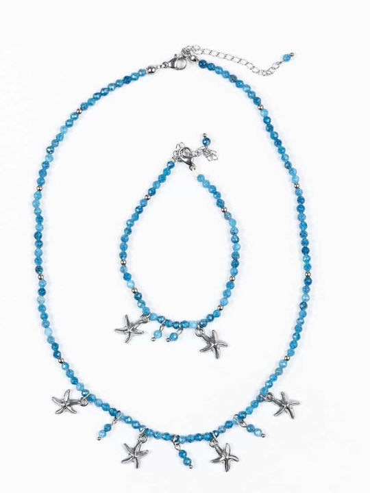 Cuoro Halskette mit Stern Design Blau