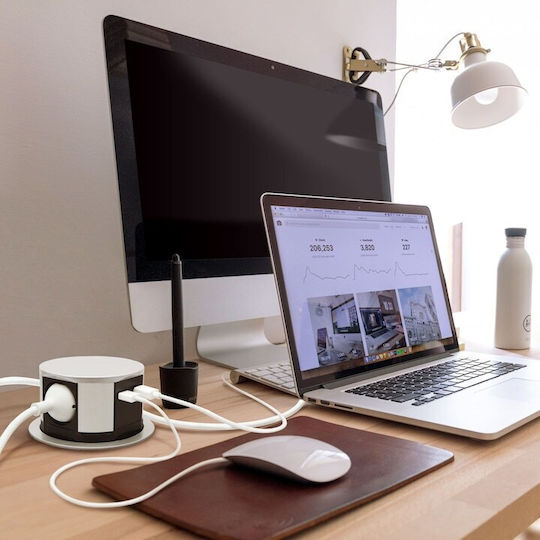 Delight Bandă de Alimentare cu 3 Prize cu 2 USB-A și Cablu de 1.5m Argintiu