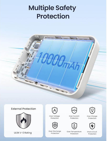 Ugreen PB760 MagSafe Power Bank 10000mAh 20W με Θύρα USB-C Power Delivery Λευκό