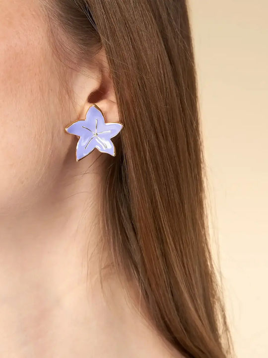 Coucou Suzette Stud Earrings Made of Steel Gold Plated Lilac