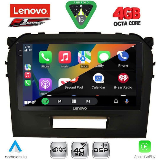 Lenovo Car Audio System for Suzuki Vitara 2016-2022 Bluetooth USB WiFi GPS Apple CarPlay Android Auto with 9" Touch Screen