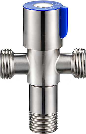 Avizar Chrombeschichtete Messing 3-Wege Absperrventil Drehknopf Silber