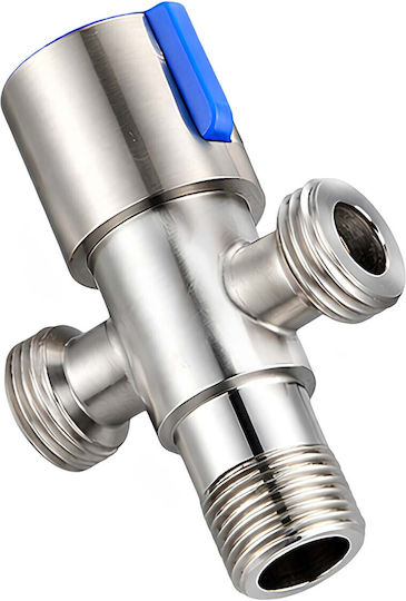 Avizar Chrombeschichtete Messing 3-Wege Absperrventil Drehknopf Silber
