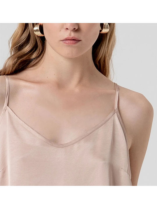 Women's Crop Top with Spaghetti Straps Beige