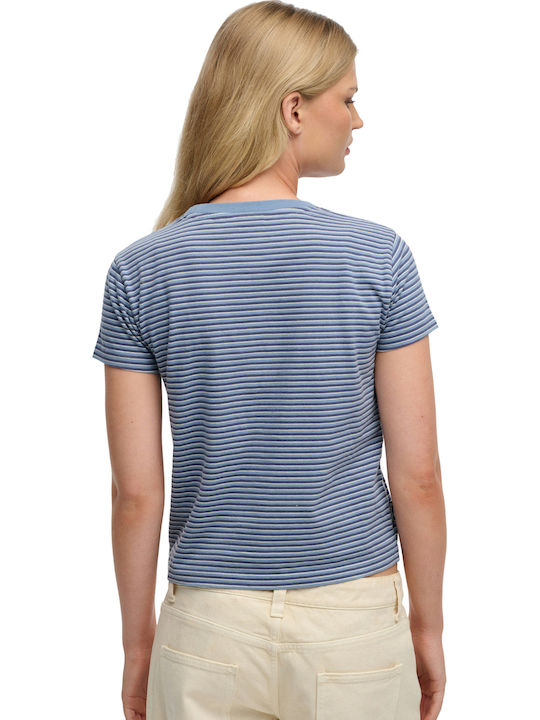 Essential Damenbluse Gestreift Tidal Blau Streifen