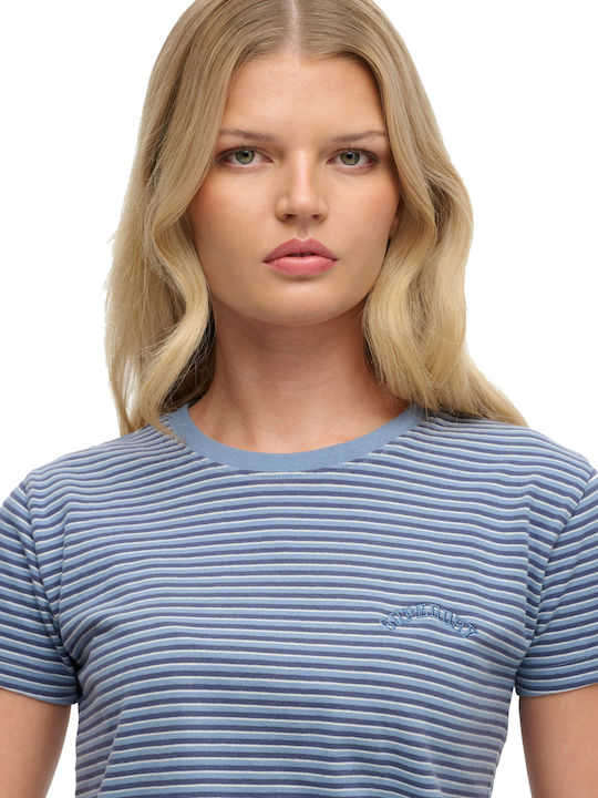 Essential Damenbluse Gestreift Tidal Blau Streifen