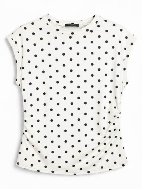 Women's Sleeveless Blouse Polka Dot White