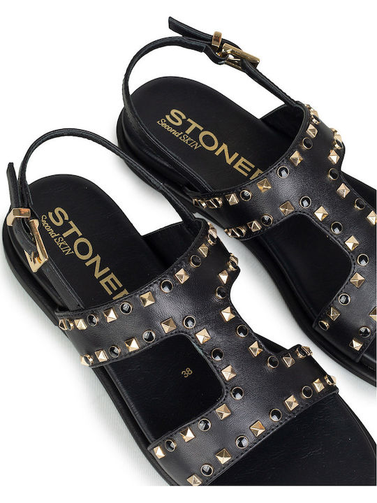 Damen Flache Schwarze Sandalen