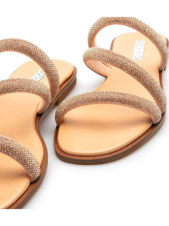 Leather Women's Flat Sandals Rose Gold