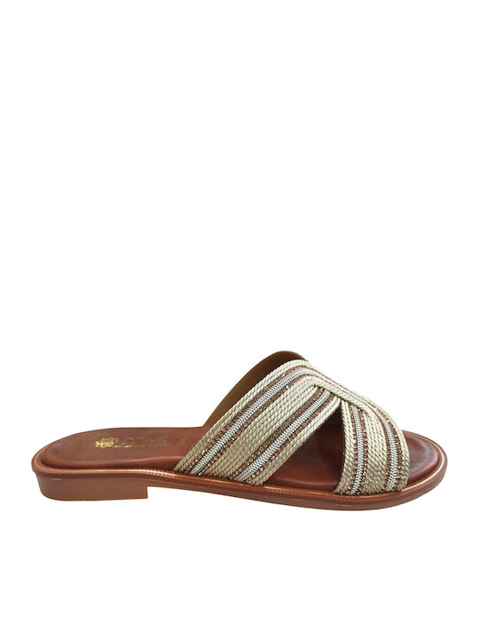 Sandale Casual Damă Din Piele Aurii