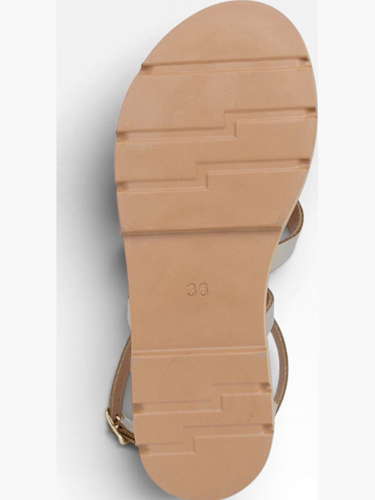 Sandale Casual Damă Gladiator Bej Din Piele