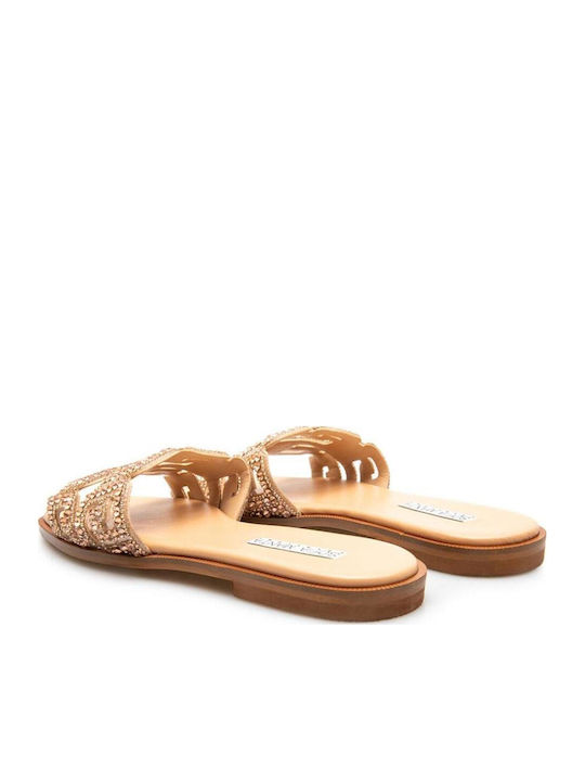 Leder Flache Sandalen für Damen Rosa Gold