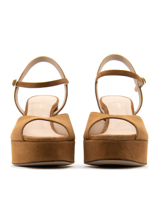 Kalogirou Suede Sandals Tabac Brown Chloi