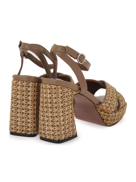 Fabric Sandals Brown