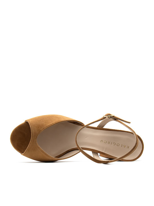 Suede Sandals Tabac Brown Chloi
