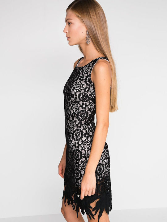 Summer Midi Dress for Wedding Christening with Black Lace