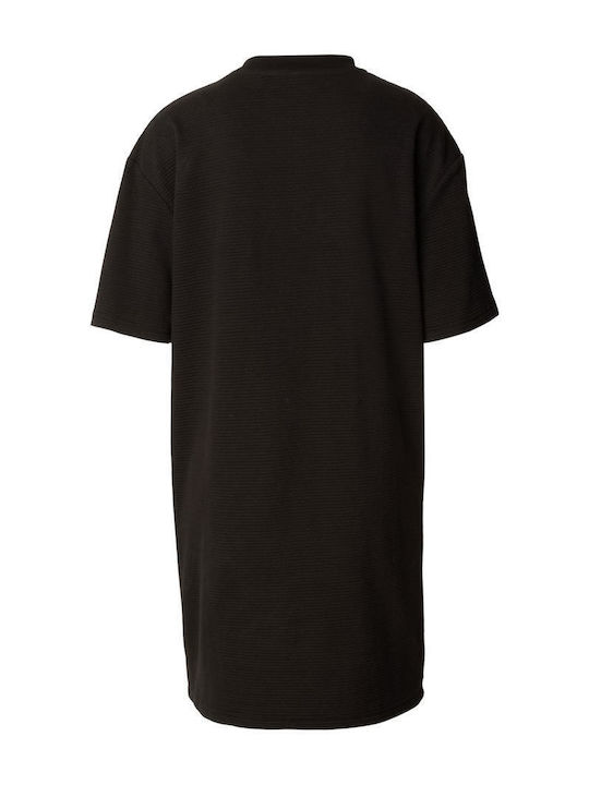 Ladies Summer Mini T-Shirt Dress with Wrap Black