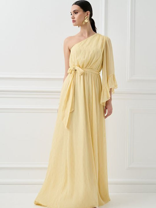Summer Maxi Dress for Wedding and Christening Pastel Yellow