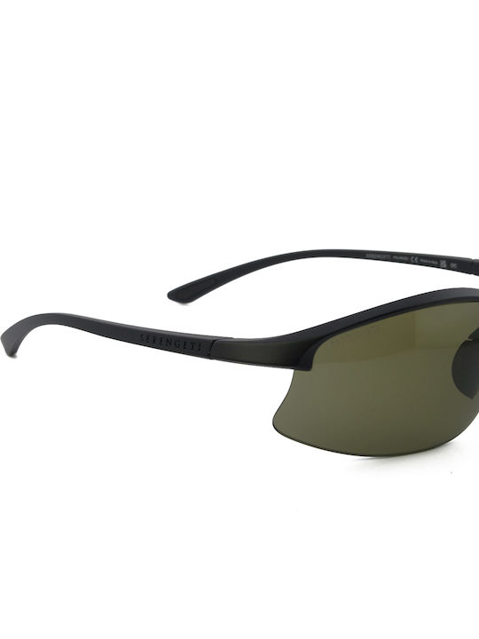Serengeti Men's Sunglasses with Black Horn-Rimmed Frame and Black Polarized Lens SS751006