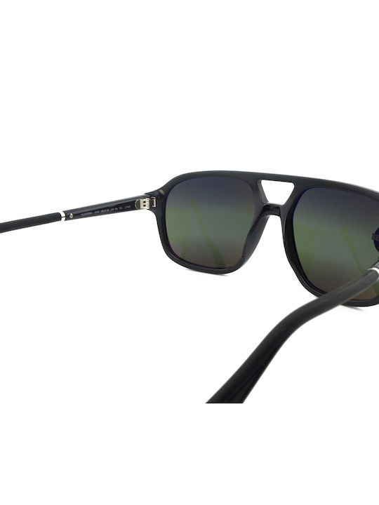 Unisex Sunglasses with Black Horn-Rimmed Frame and Black Mirror Lens