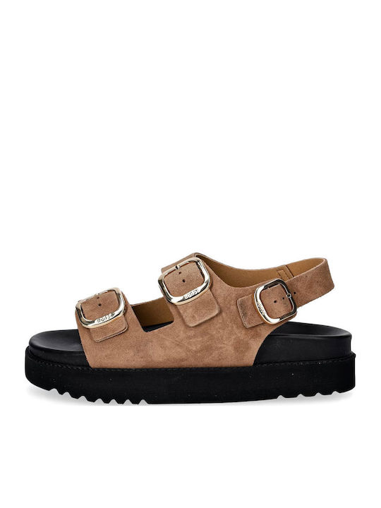 2 Straps Ανατομικές Καλοκαιρινές Γυναικείες Πλατφόρμες Καφέ
