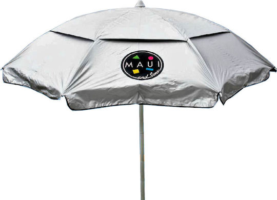 Maui & Sons Folding Aluminum Beach Umbrella Diameter 1.9m with UV Protection and Air Duct Ice Blue