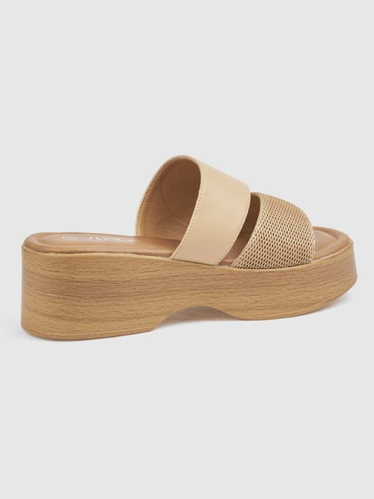 Summer Women's Platform Sandals in Slipper Style Beige