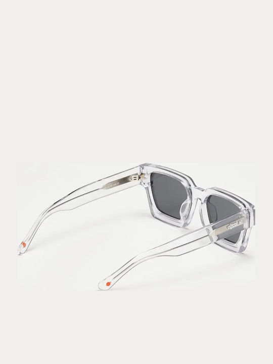 Cosselie Nice Unisex Sunglasses with Transparent Horn-Rimmed Frame and Transparent Polarized Lens