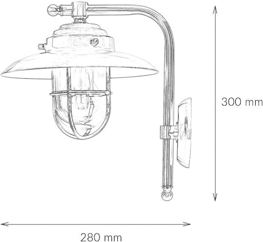 Wandmontiertes Außenbeleuchtungs E27 IP43 28cm Wandmontiertes Außenbeleuchtungs E27 IP43 28cm