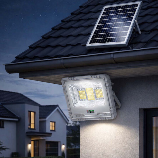 Avizar LED Соларен Прожектор 13W IP67 Батерия 15Ah Панел 15W Сив