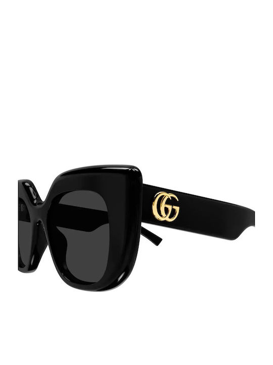 Gucci Ochelari De Soare Pentru Femei Cu Ramă Neagră Din Plastic Și Lentile Gri Gg2030s 001